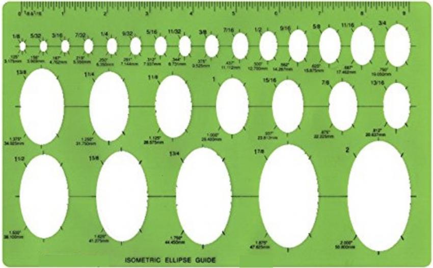 Isometric Ellipse Guide Template 27 ellipses GoldStar Tool
